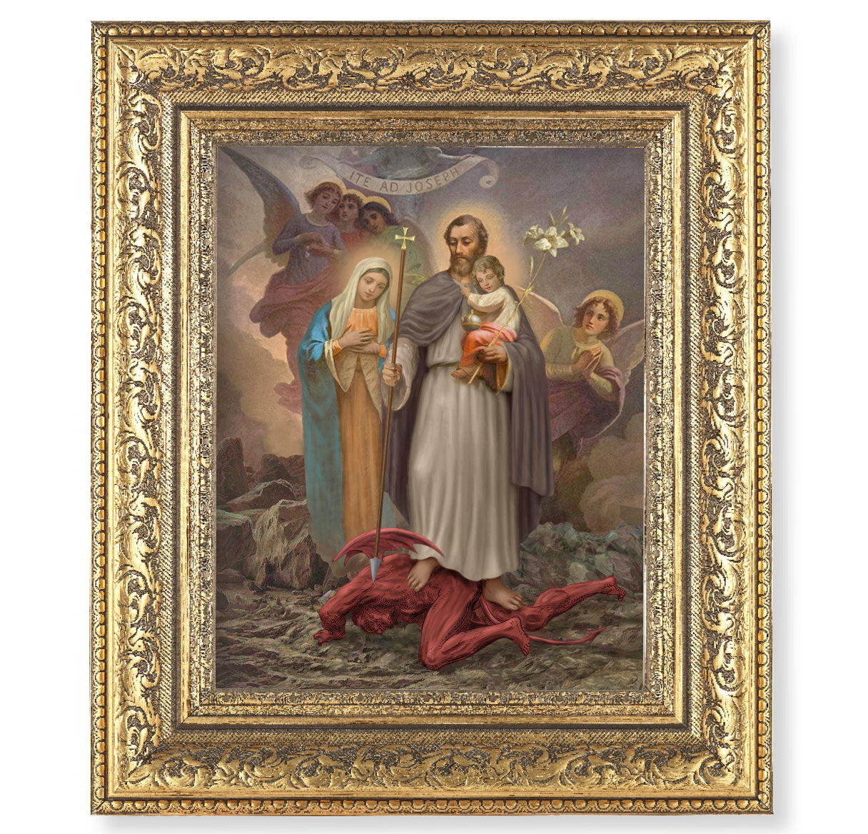 The St. Joseph "Terror of Demons" Gold-Leaf Antique Framed Art