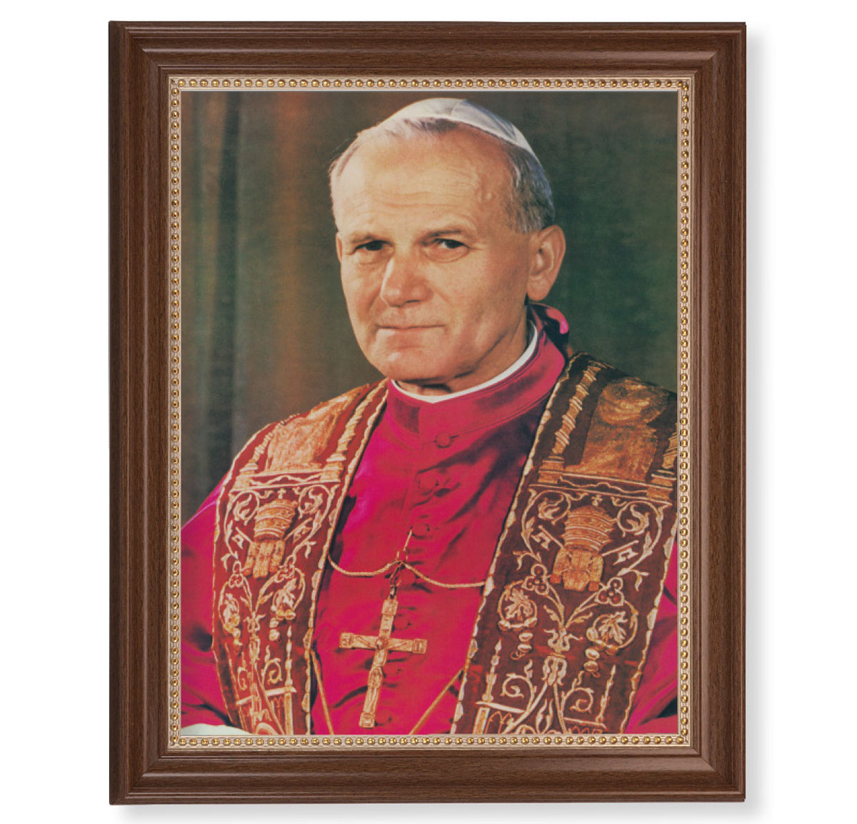 St. John Paul II Dark Walnut Framed Art