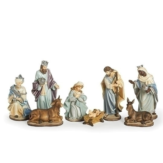 Blue Nativity Set – 8 Piece Collection 10"