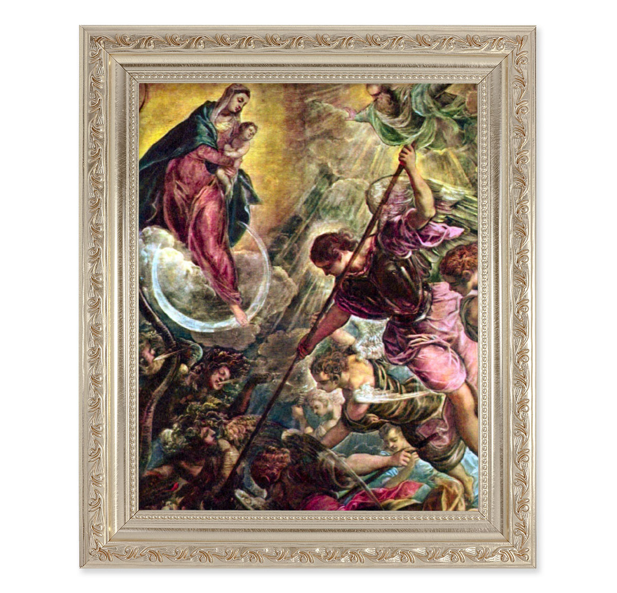 Battle of Archangel St. Michael Antique Silver Framed Art