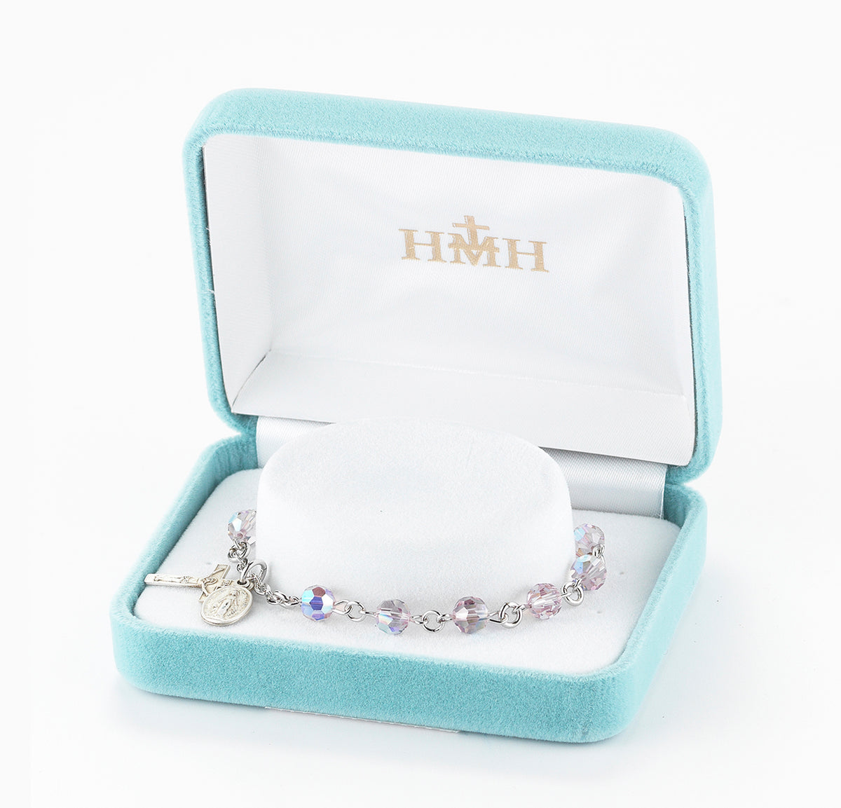Sterling Silver Rosary Bracelet Created with 6mm Jonquil Finest Austrian Crystal Round Beads by HMH