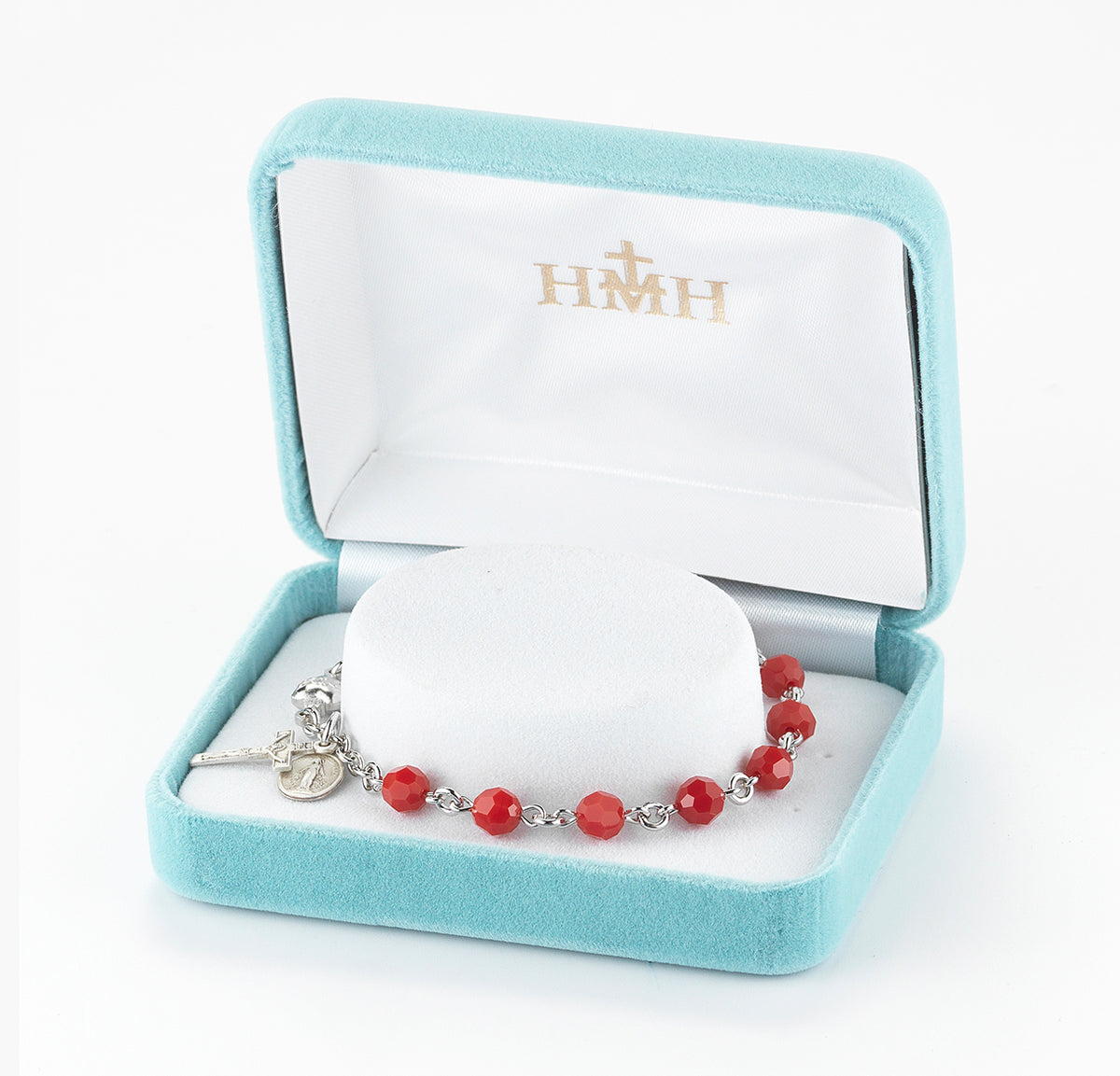 Sterling Silver Rosary Bracelet Created with 6mm Smoked Finest Austrian Crystal Round Beads by HMH