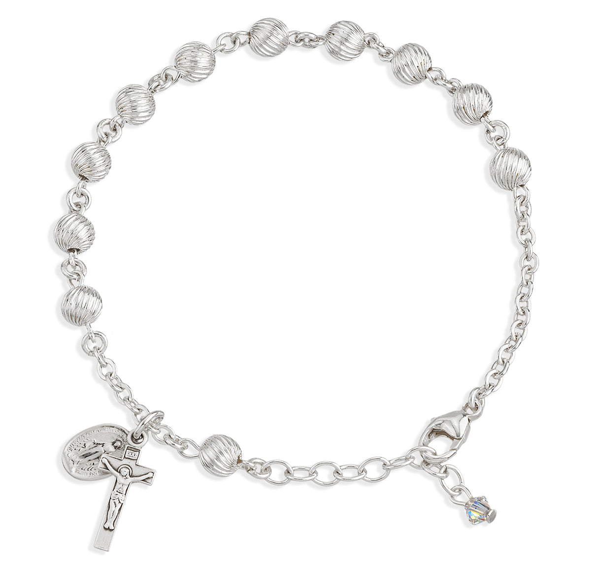 Corrugated Gold Over Sterling Rosary Bracelet