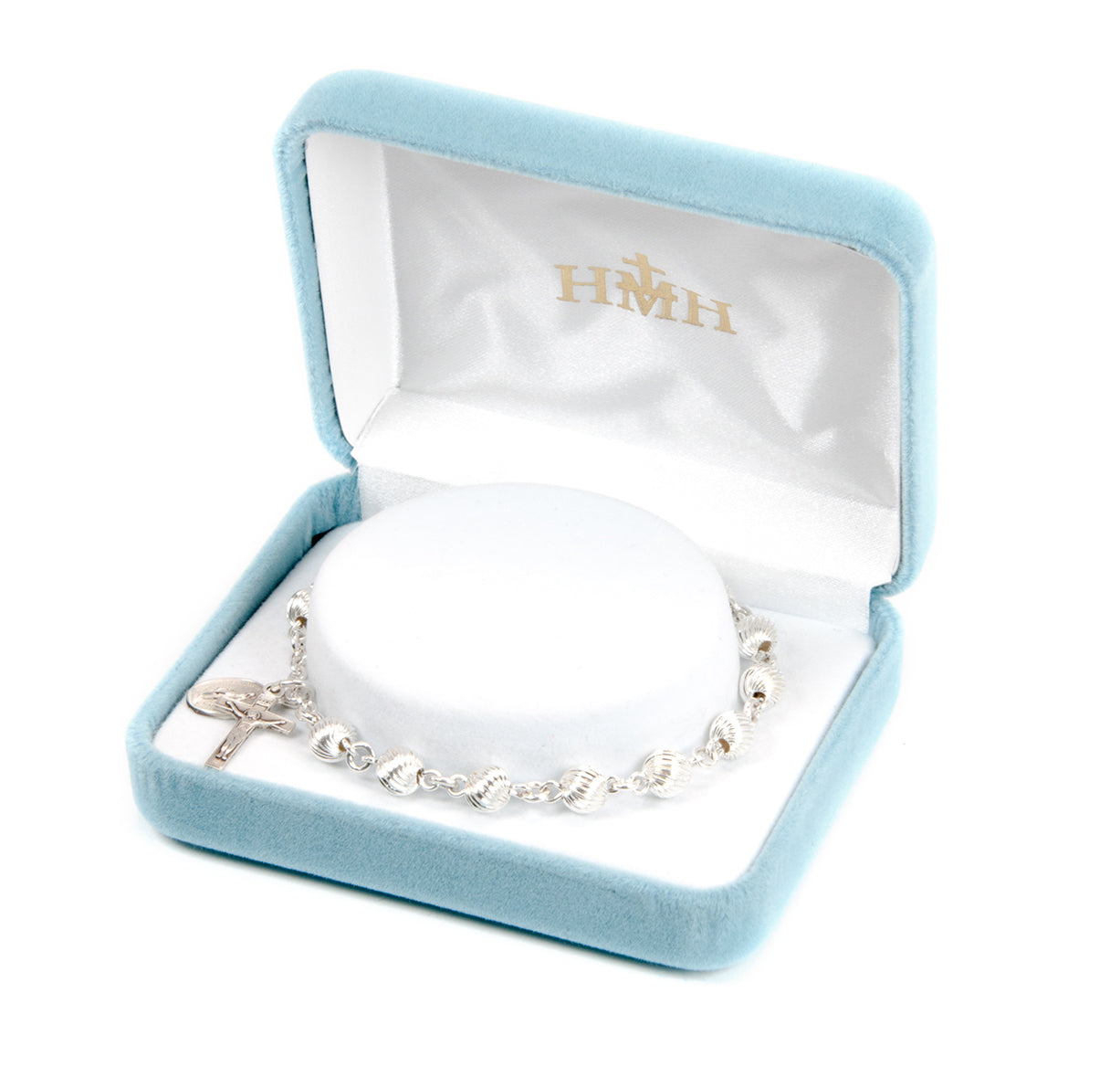 Swirl Corrugated Sterling Silver Rosary Bracelet