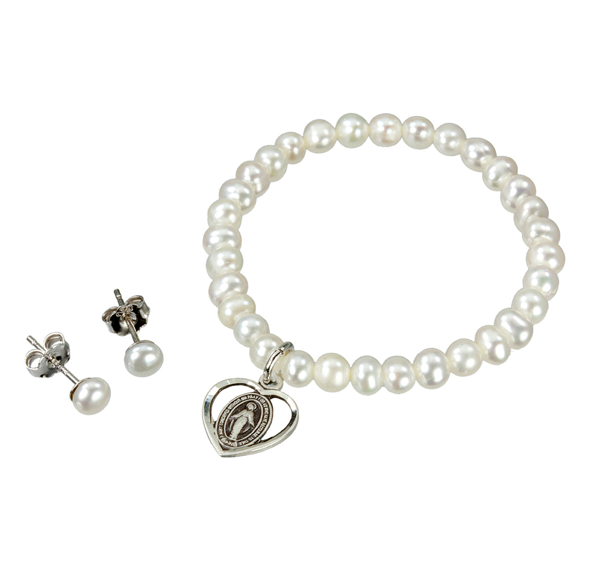 Sterling Silver Rosary Bracelet Created with 8mm Aurora Borealis Finest Austrian Crystal Heart Shape Beads