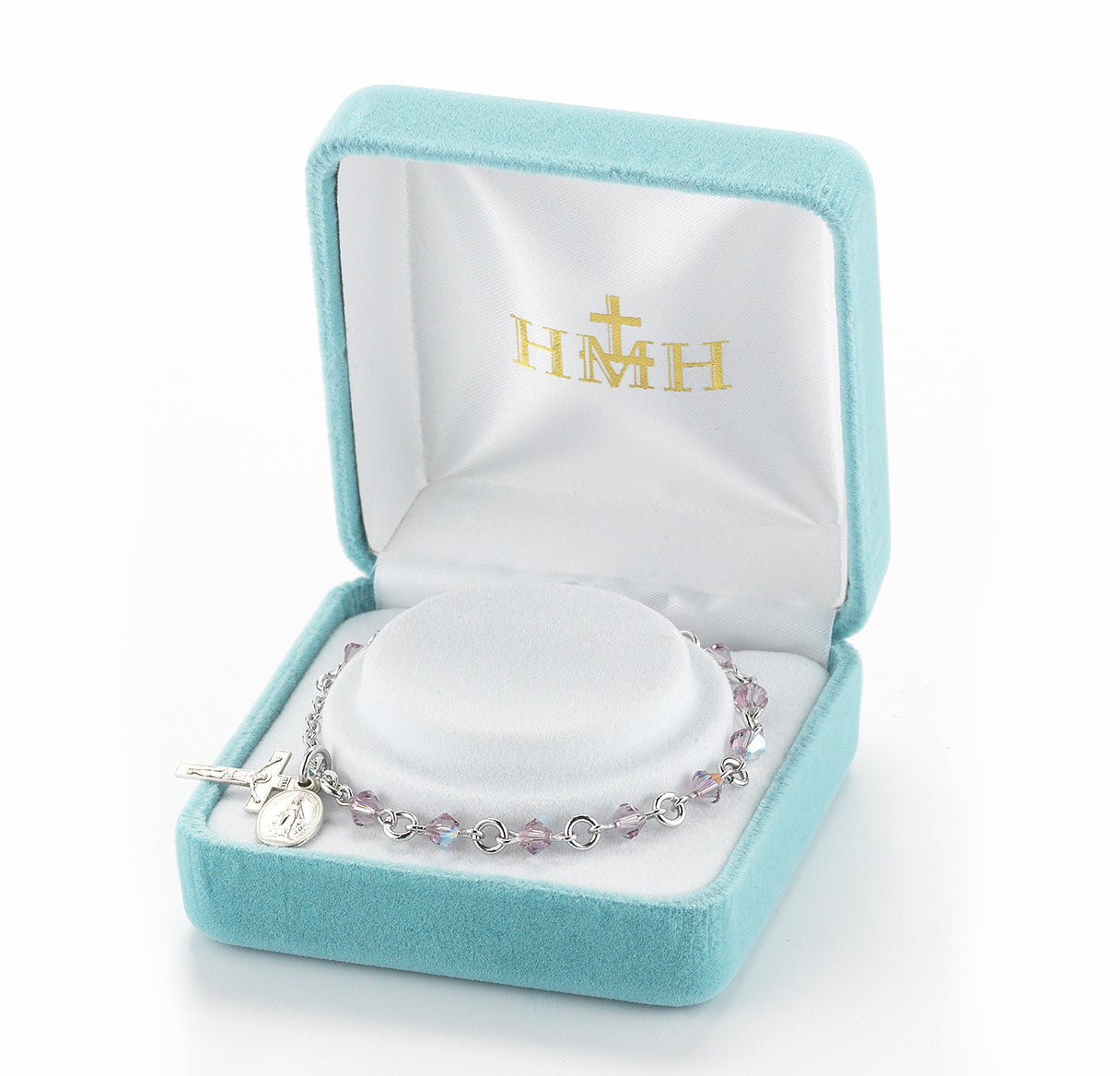 Rosary Bracelet Created with 4mm Amethyst Finest Austrian Crystal Rondelle Beads by HMH