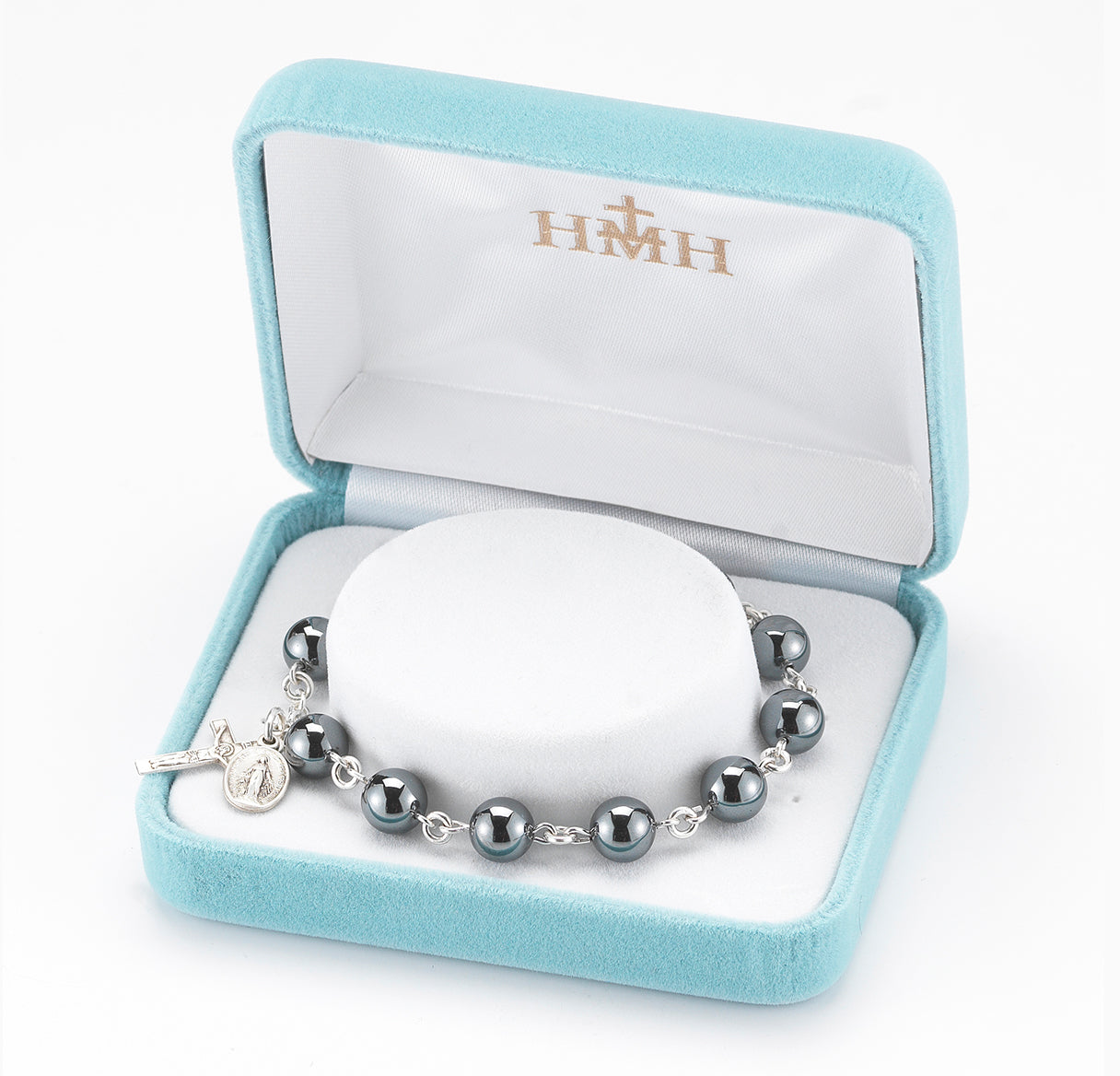 Genuine Hematite Round Rosary Bracelet