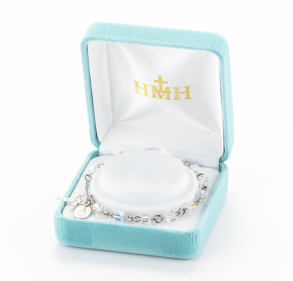 Rosary Bracelet Created with 4mm Aurora Borealis Finest Austrian Crystal Butterfly Beads by HMH