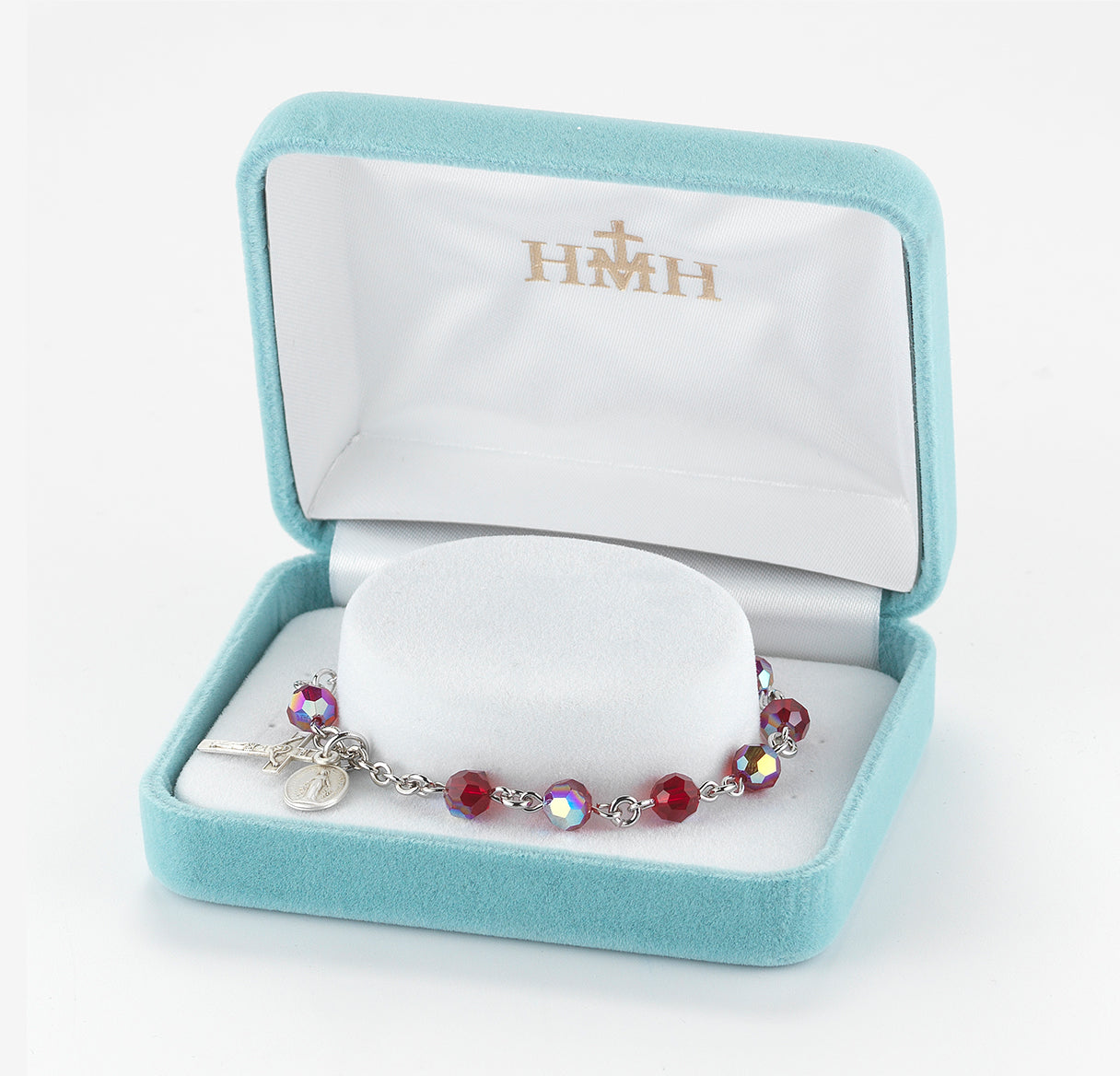 Rosary Bracelet Created with 6mm Ruby Finest Austrian Crystal Round Beads by HMH