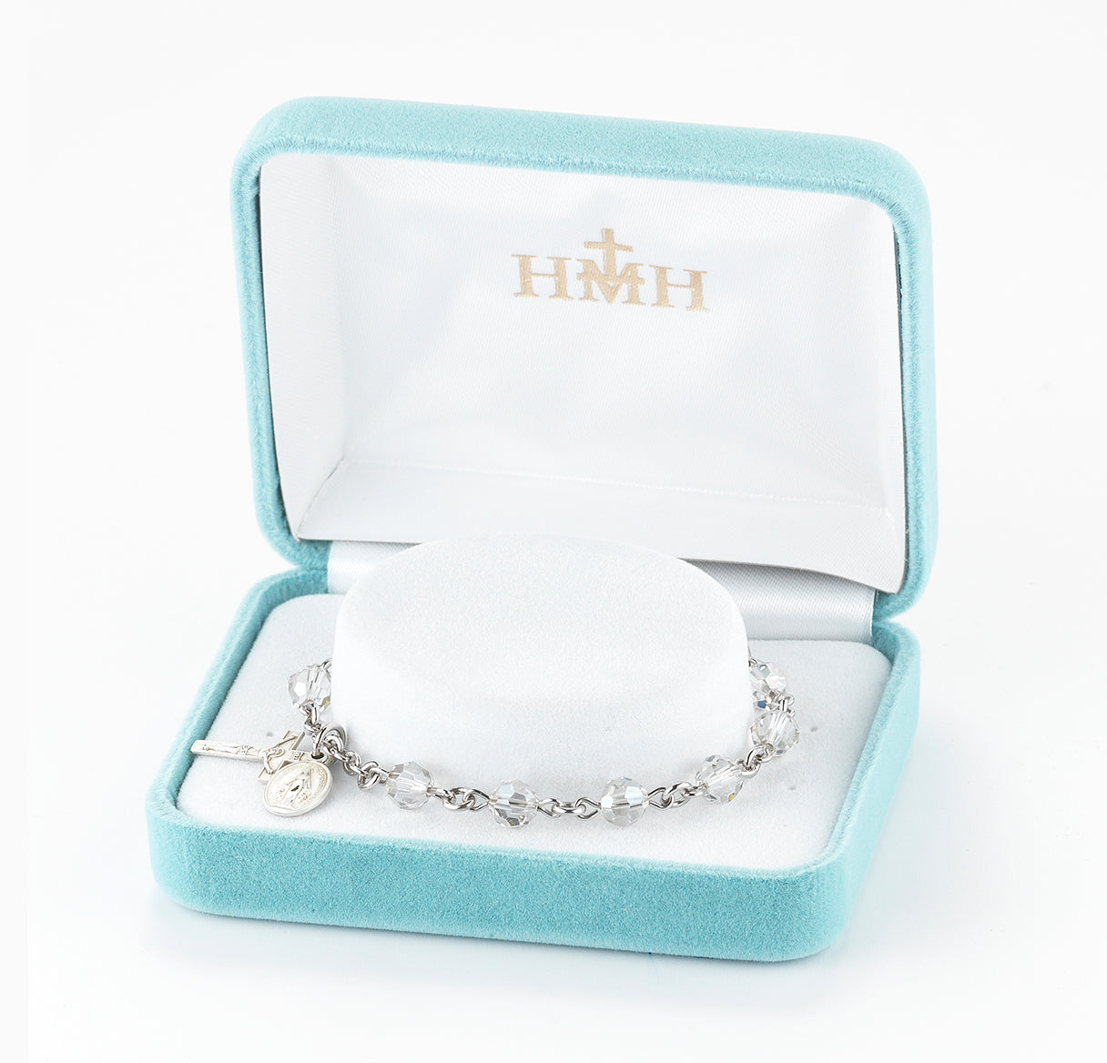 Rosary Bracelet Created with 6mm Smoked Finest Austrian Crystal Round Beads by HMH