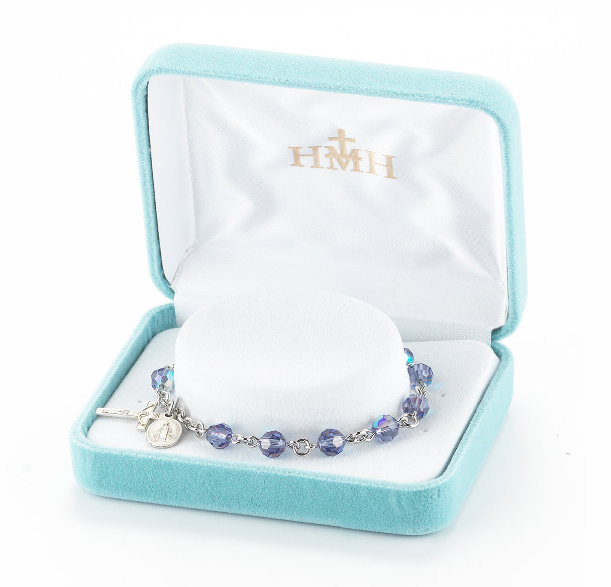 Rosary Bracelet Created with 6mm Tanzanite Finest Austrian Crystal Round Beads by HMH