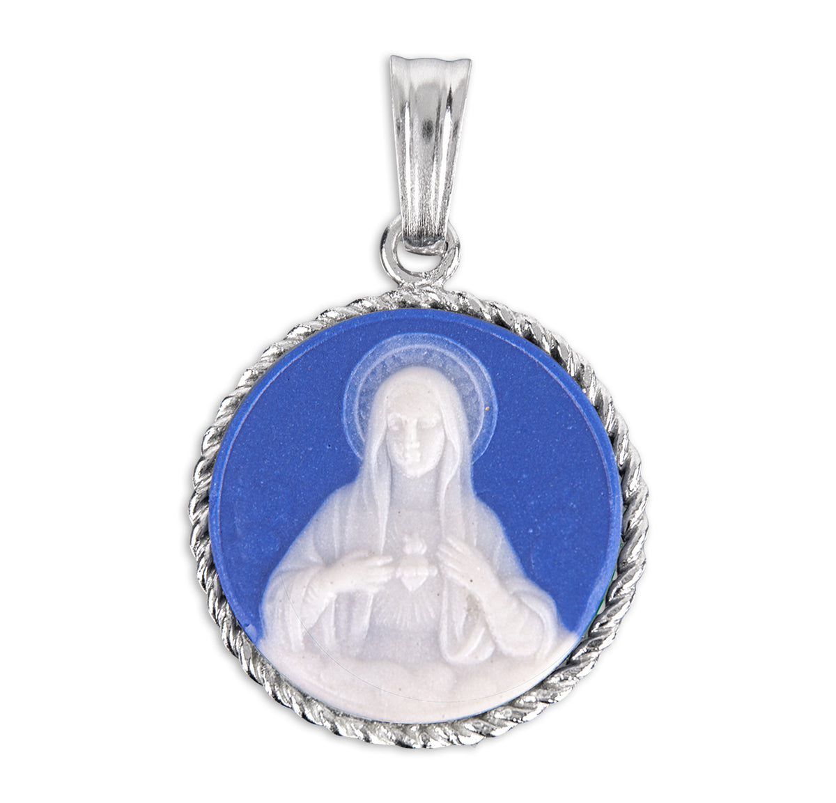Blue Immaculate Heart of Mary Cameo Medal