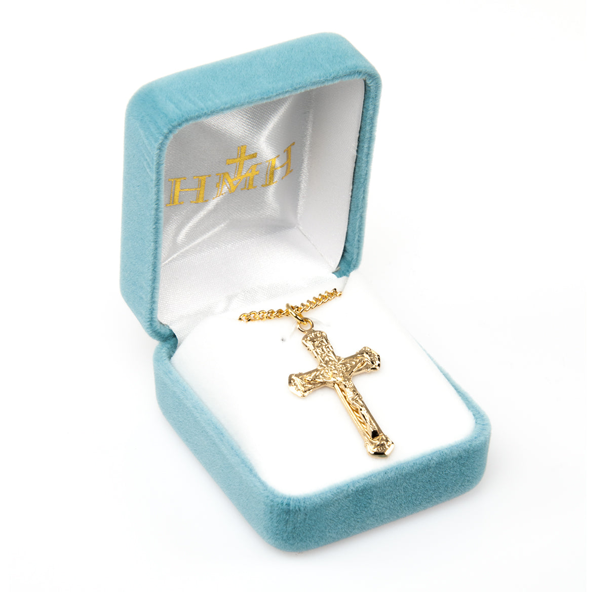 Intricate Lined Gold Over Sterling Silver Crucifix