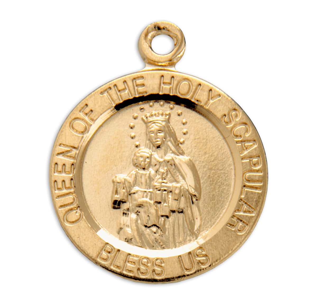 Holy Scapular Round Double Sided Gold Over Sterling Silver Medal