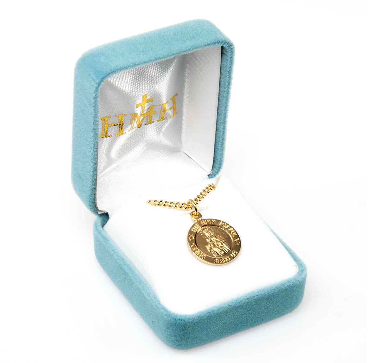 Holy Scapular Round Double Sided Gold Over Sterling Silver Medal