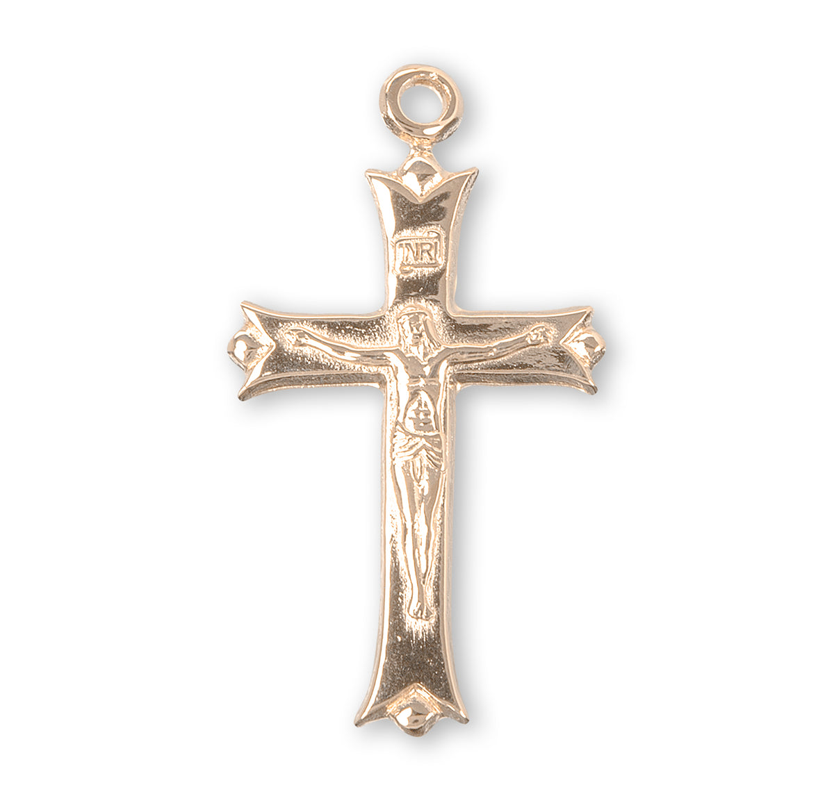 Leaf Tipped Gold Over Sterling Silver High Polished Crucifix