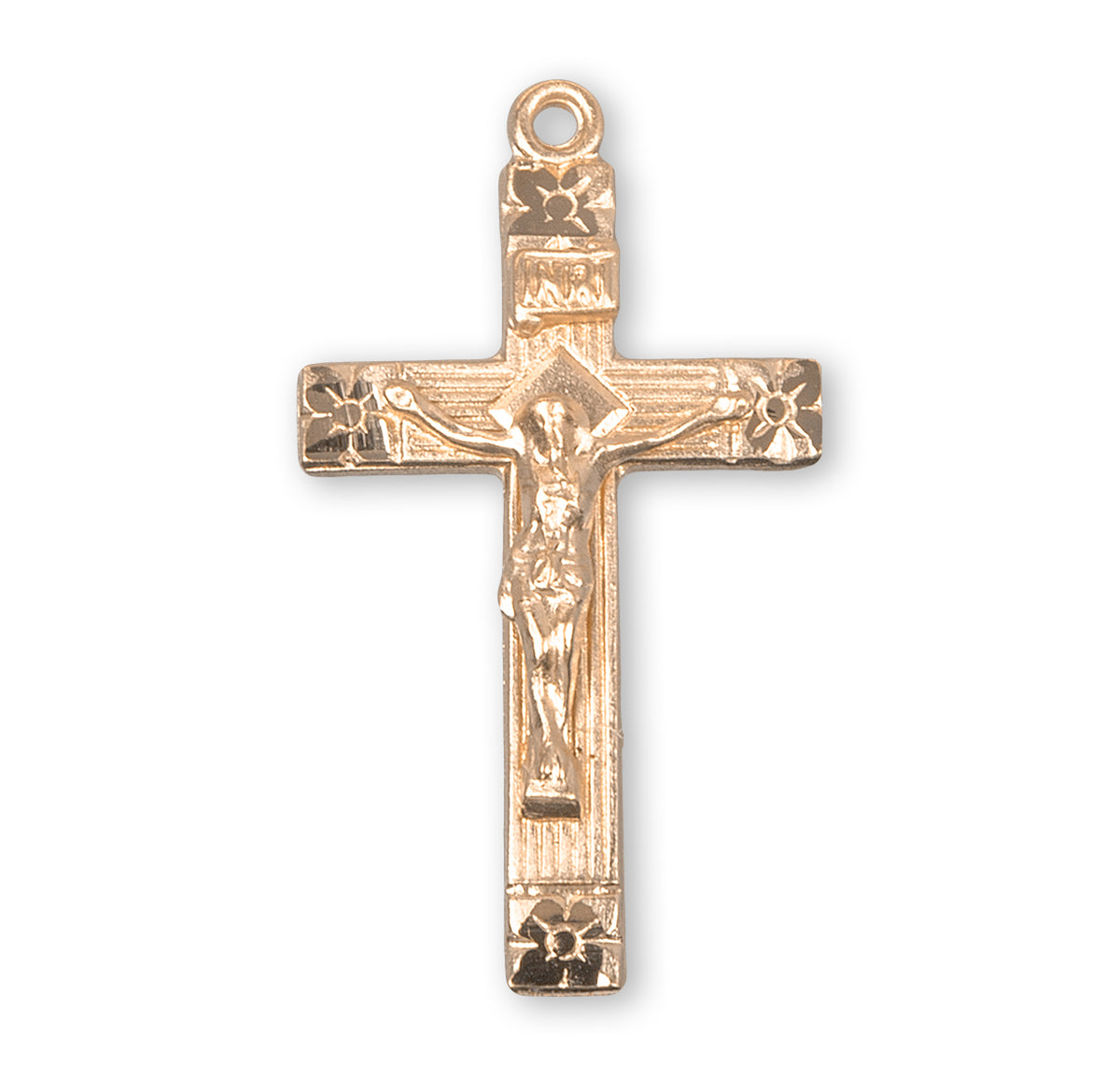 Flower Tipped Gold Over Sterling Crucifix