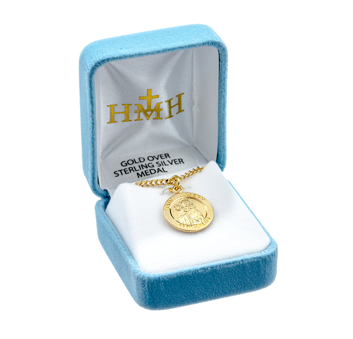 Patron Saint Joseph Round Gold Over Sterling Silver Medal