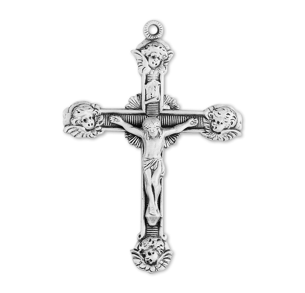 Angel Tipped Sterling Silver Crucifix