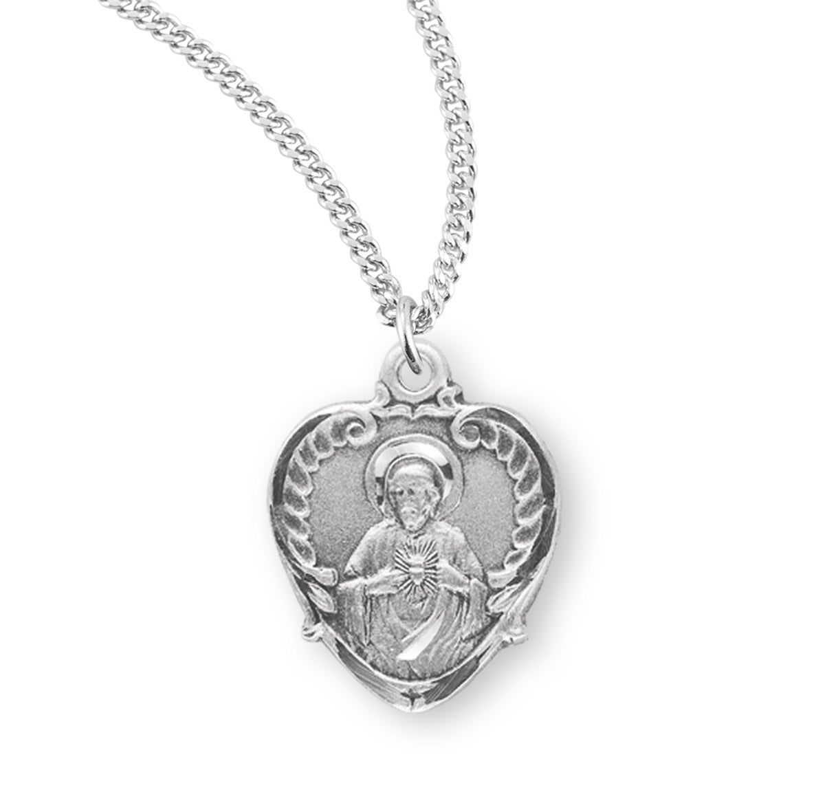 Sterling Silver Scapular Sacred Heart of Jesus Medal – The Catholic Shop
