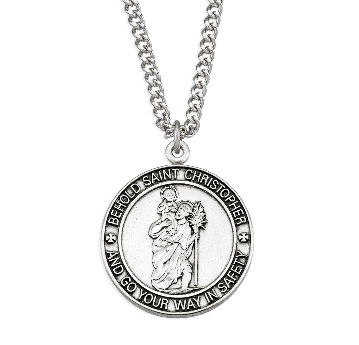 Sterling Silver St. Christopher Pendant with Border