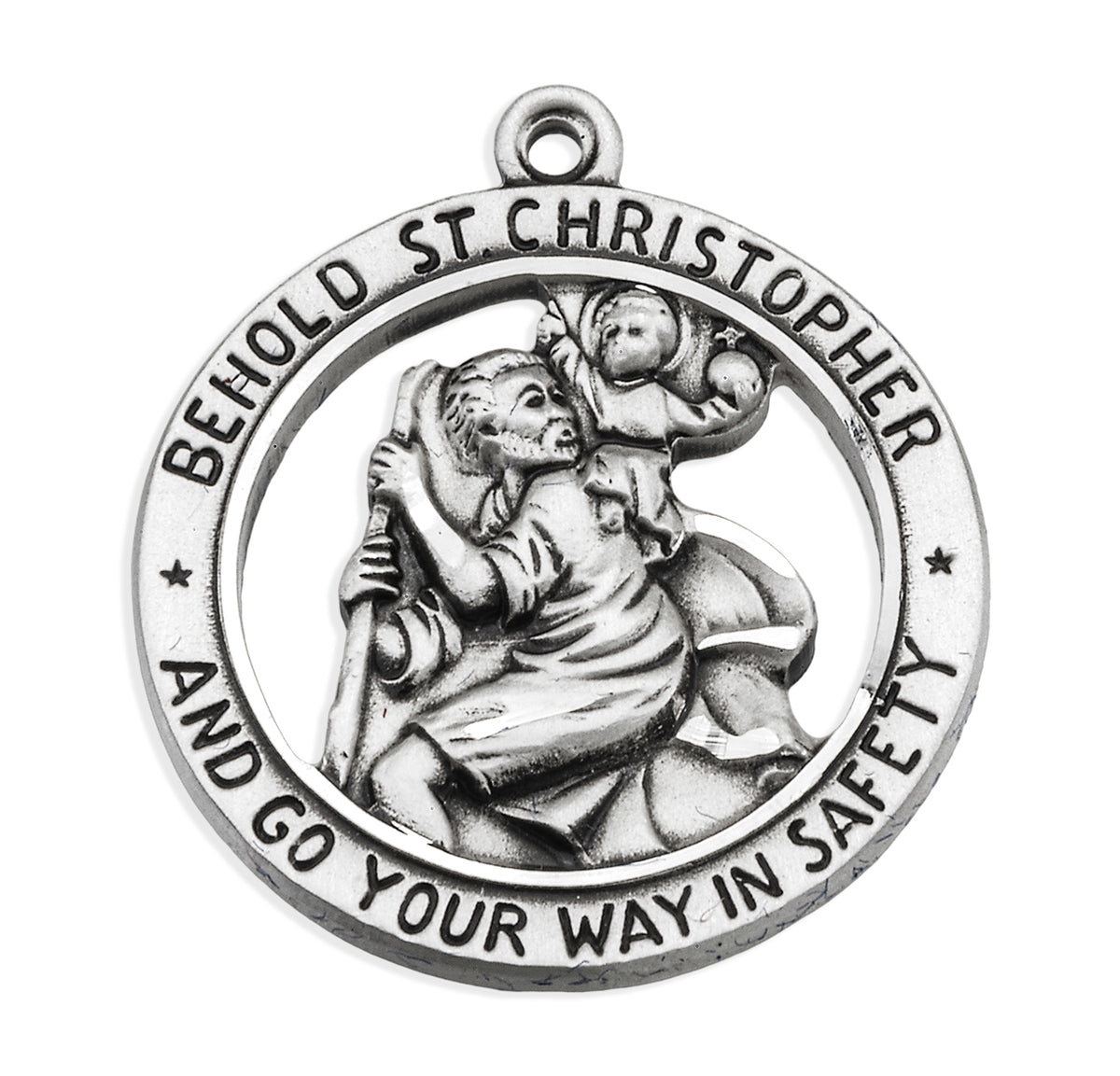 Saint Christopher Round Sterling Silver Medal