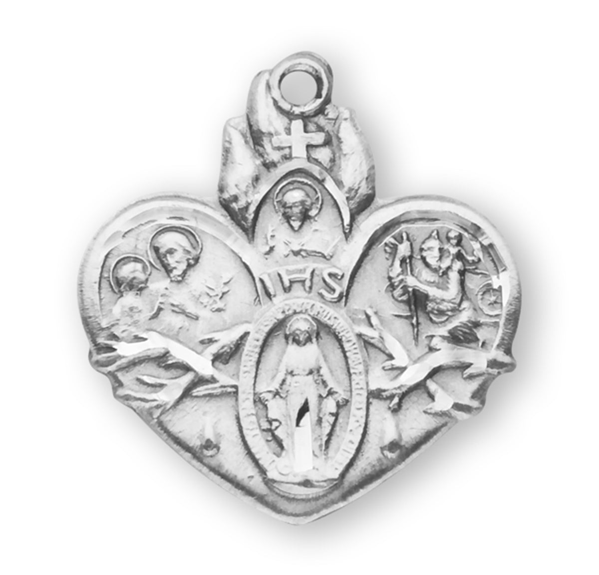 Sterling Silver Heart Shape 4-Way Medal