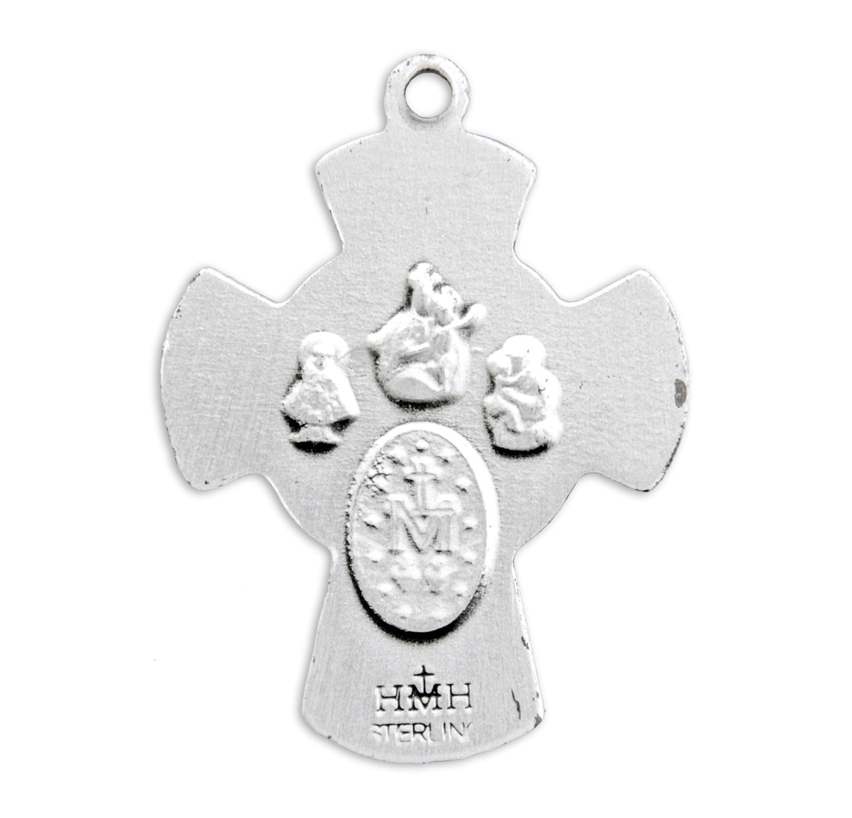 Sterling Silver Red Enameled 4-Way Medal