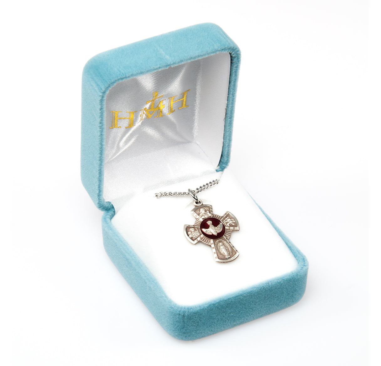 Sterling Silver Red Enameled 4-Way Medal