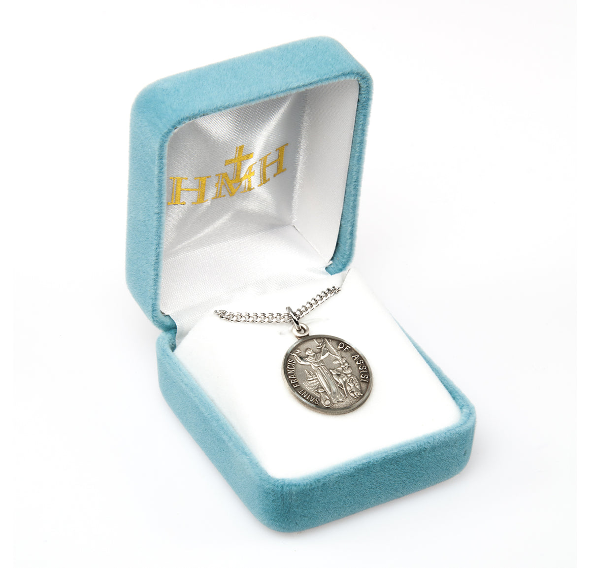 Saint Francis of Assisi Sterling Silver Maltese Cross Medal