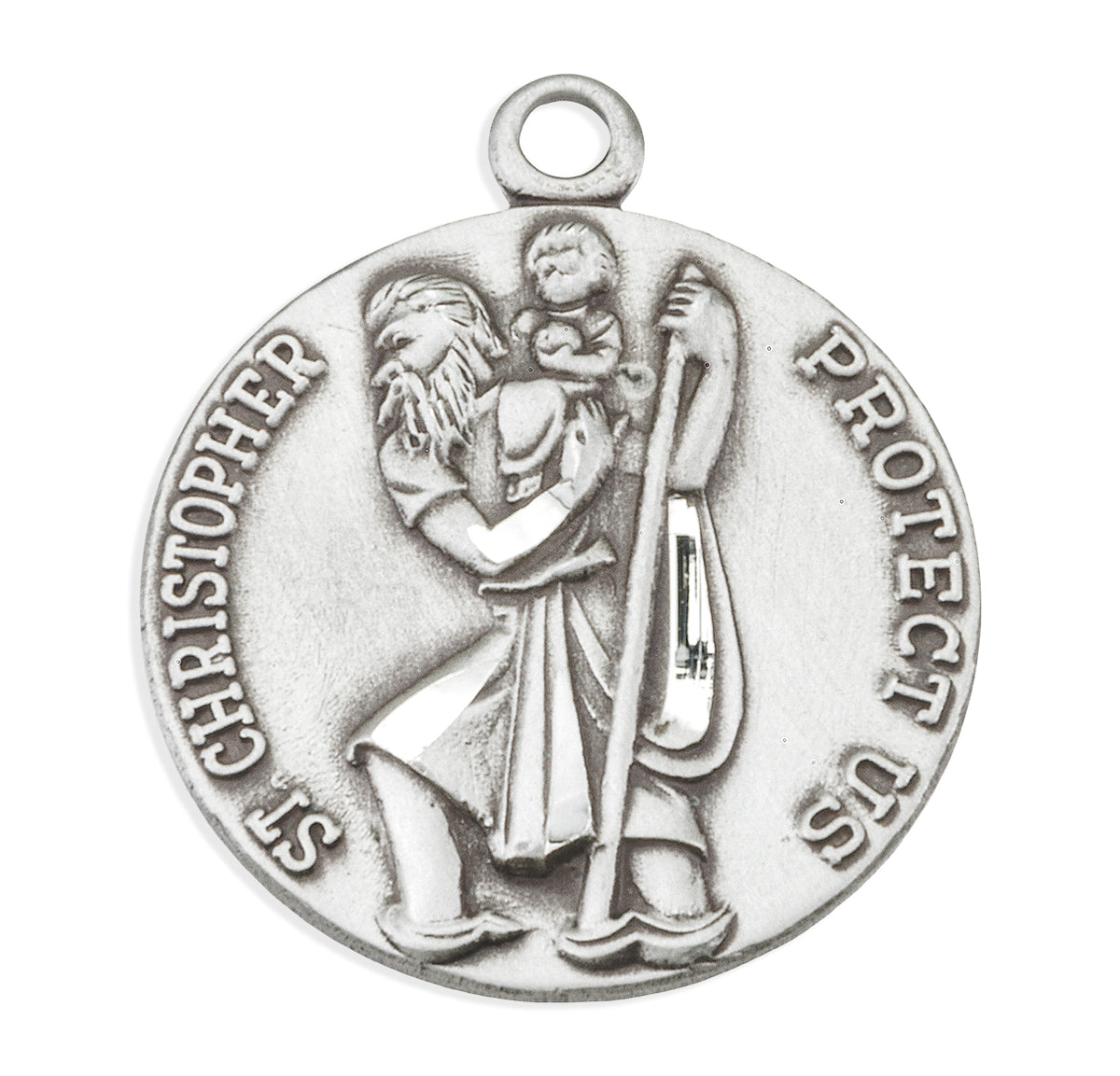 Saint Christopher Round Sterling Silver Medal