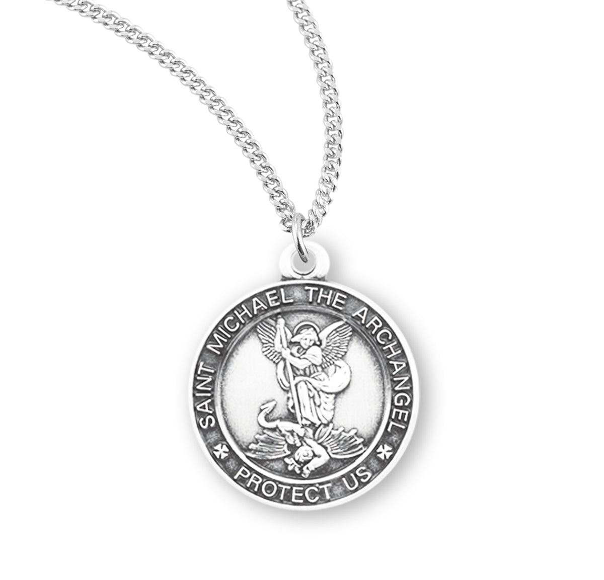 Saint Michael Round Sterling Silver Medal