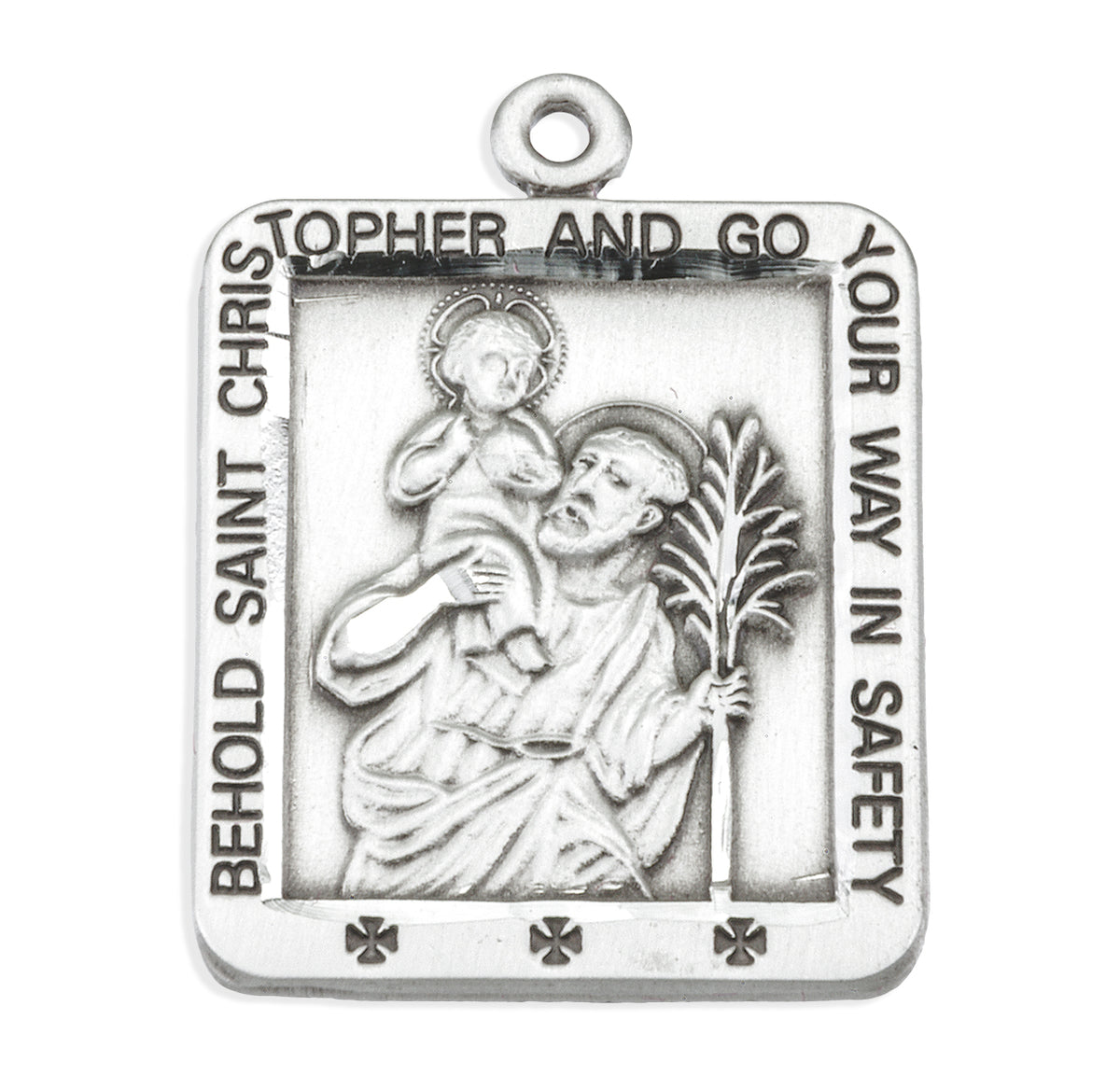 Saint Christopher Square Sterling Silver Medal