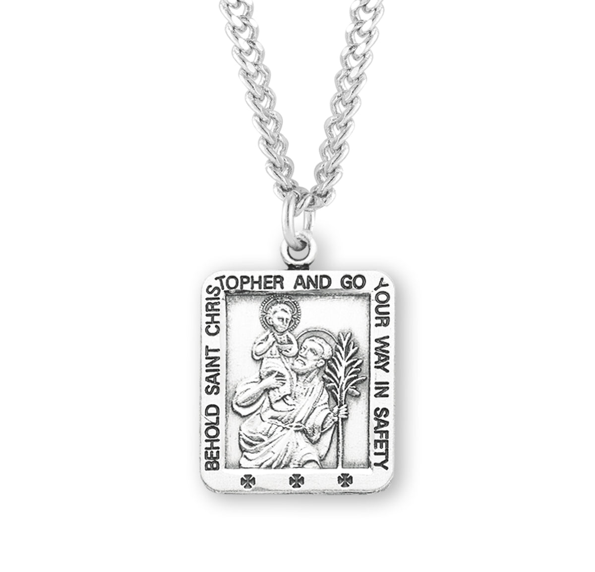 Saint Christopher Square Sterling Silver Medal