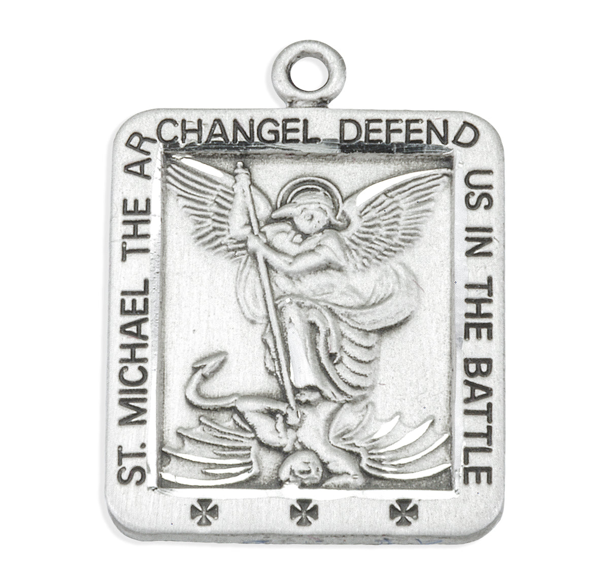 Saint Michael Square Sterling Silver Medal