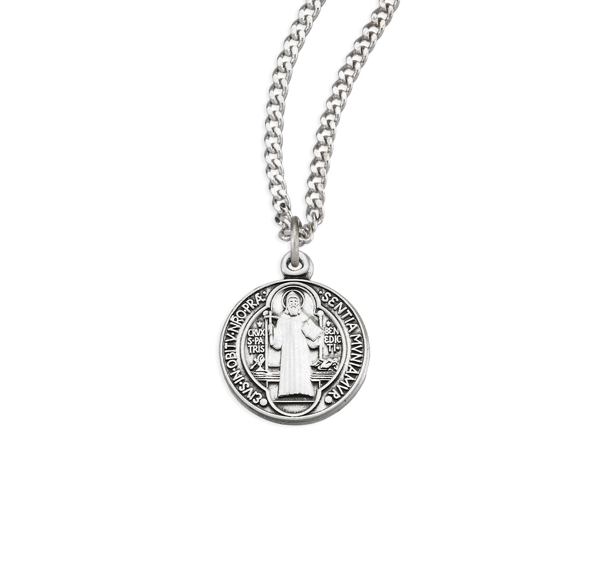 Saint Benedict Round Sterling Silver Medal – The Catholic Shop