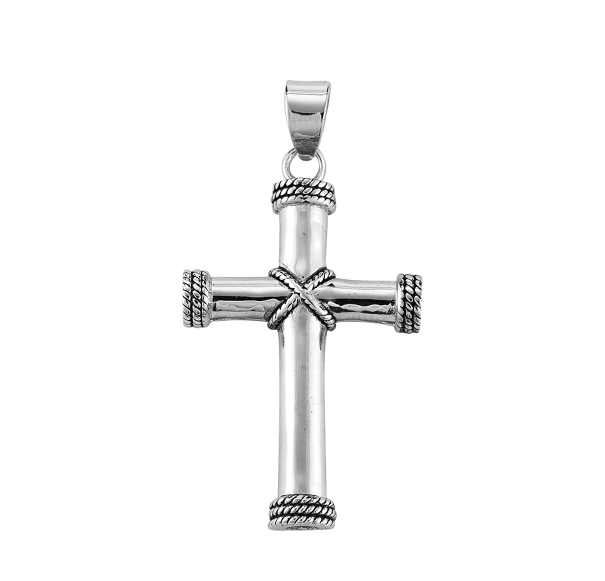 Rope Design Tip Sterling Silver Cross