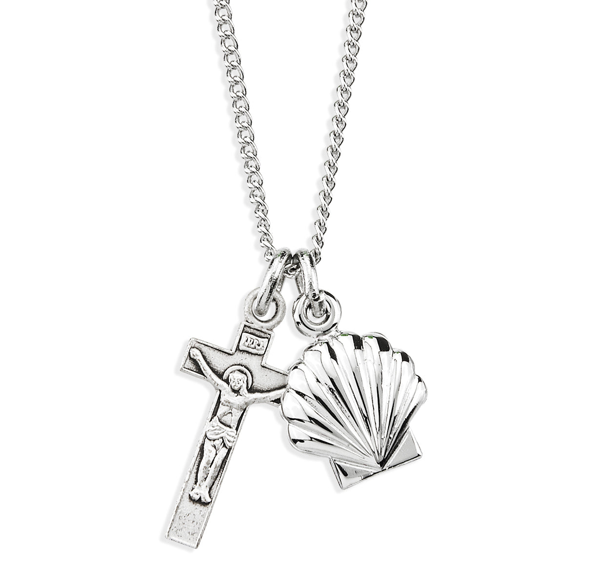 Sterling Silver Baptismal Medal and Small Crucifix