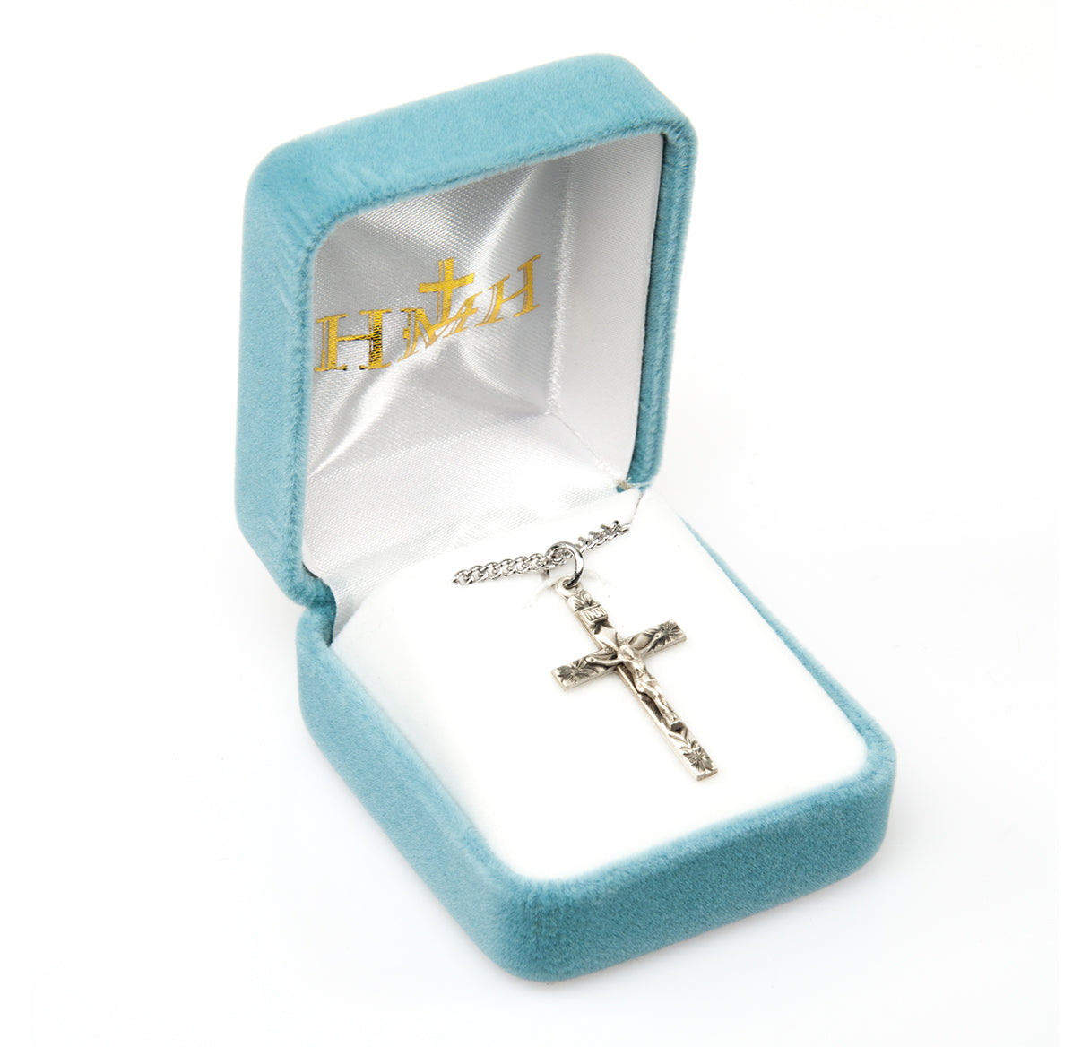 Sterling Silver Floral Engraved Crucifix