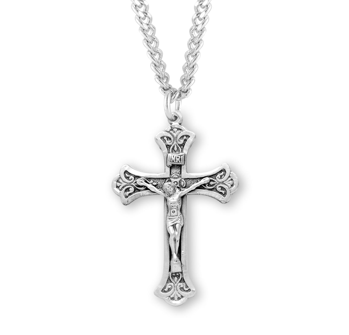 Fine Flared Sterling Silver Crucifix