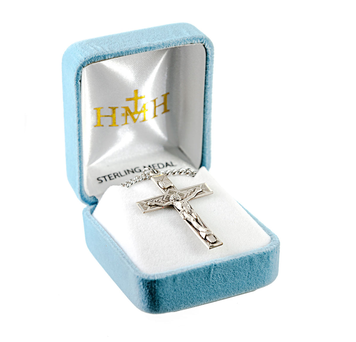 Monstrance Style Sterling Silver Crucifix