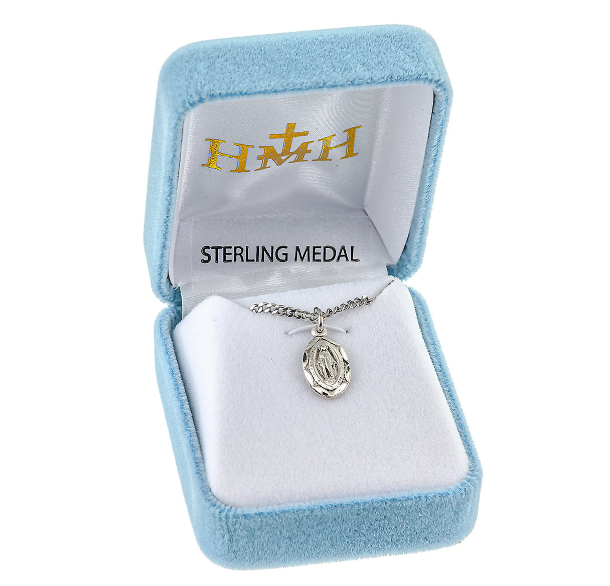 Sterling Silver Scalloped Oval Miraculous Medal