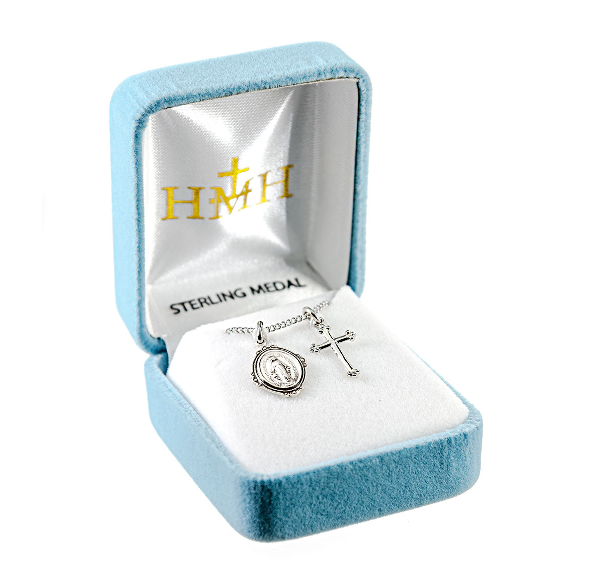 Sterling Silver Miraculous Medal and Small Cross