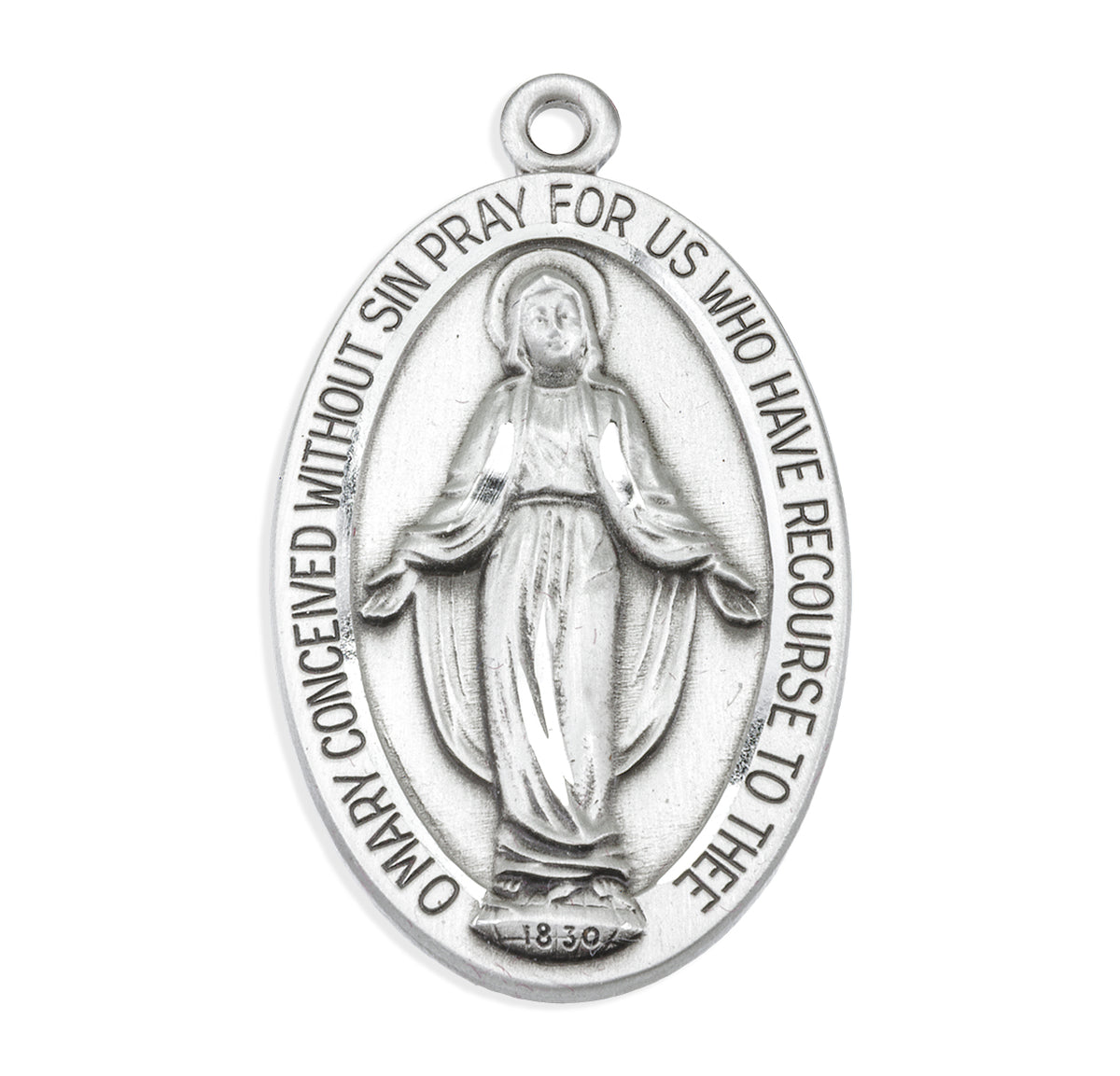 Sterling Silver Oval Miraculous Medal