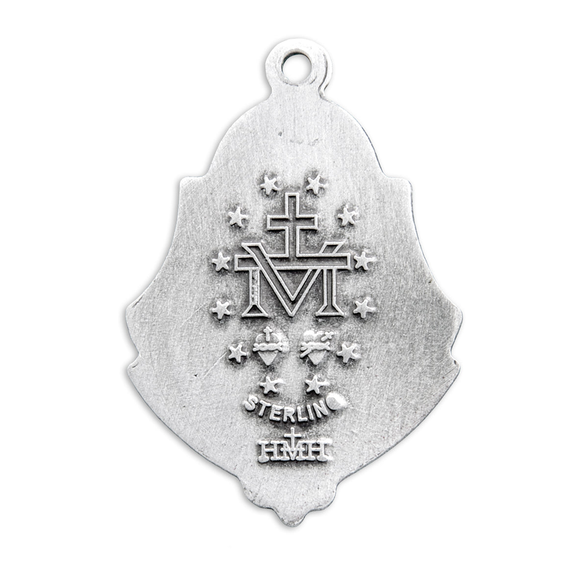 Sterling Silver Miraculous Medal with Art Deco Border