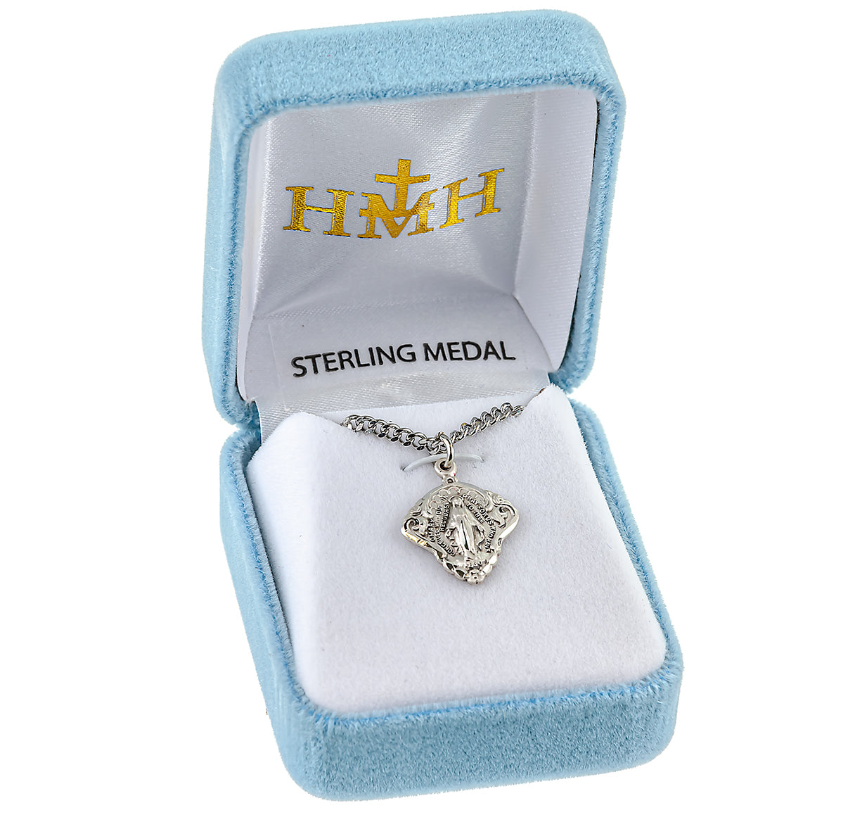 Sterling Silver Miraculous Medal with Baroque Scrolling Border