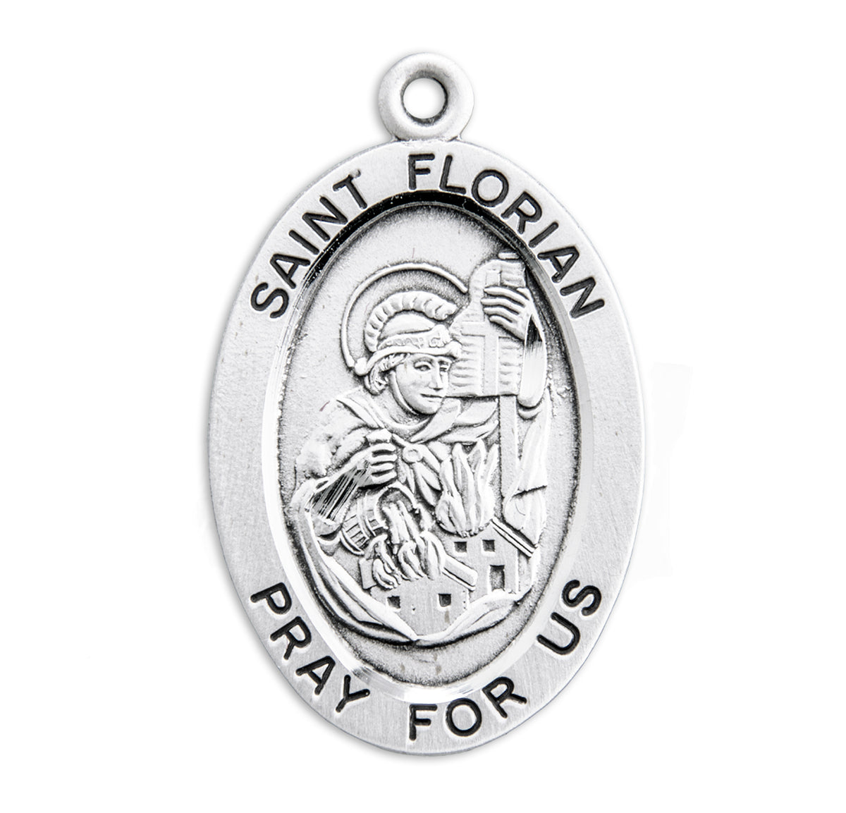 Patron Saint Florian Oval Sterling Silver Medal