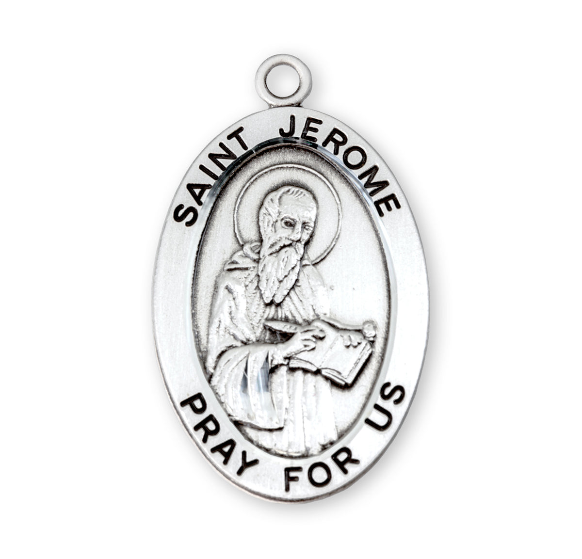 Patron Saint Jerome Oval Sterling Silver Medal