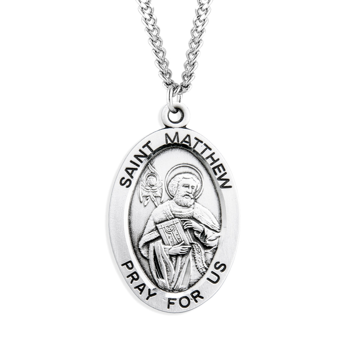 Patron Saint Matthew Oval Sterling Silver Medal