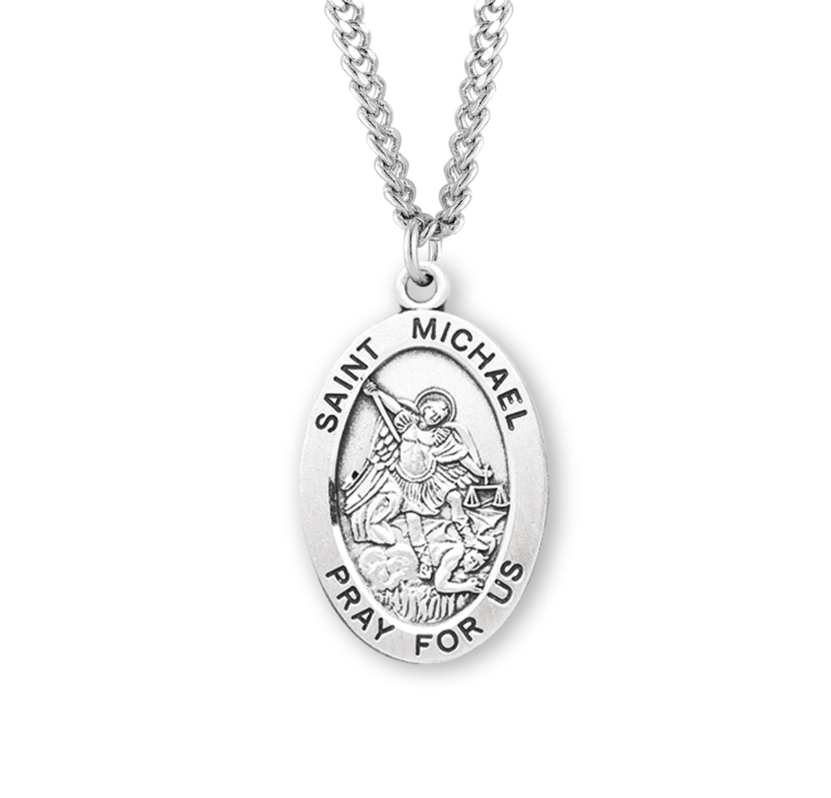 Patron Saint Michael Gold Over Sterling Silver Oval Medal